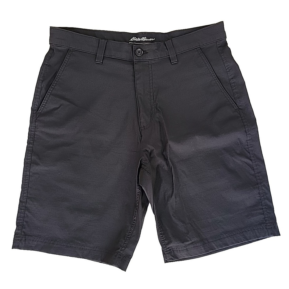 Eddie Bauer Men's Shorts 32 Black Flat Front Casual Chino Style Lightweight